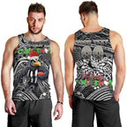 Merry Christmas AFL Collingwood Magpies Men Tank Top Aboriginal Santa Football Mascot