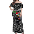 Merry Christmas AFL Collingwood Magpies Off Shoulder Maxi Dress Aboriginal Santa Football Mascot