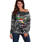 Merry Christmas AFL Collingwood Magpies Off Shoulder Sweater Aboriginal Santa Football Mascot