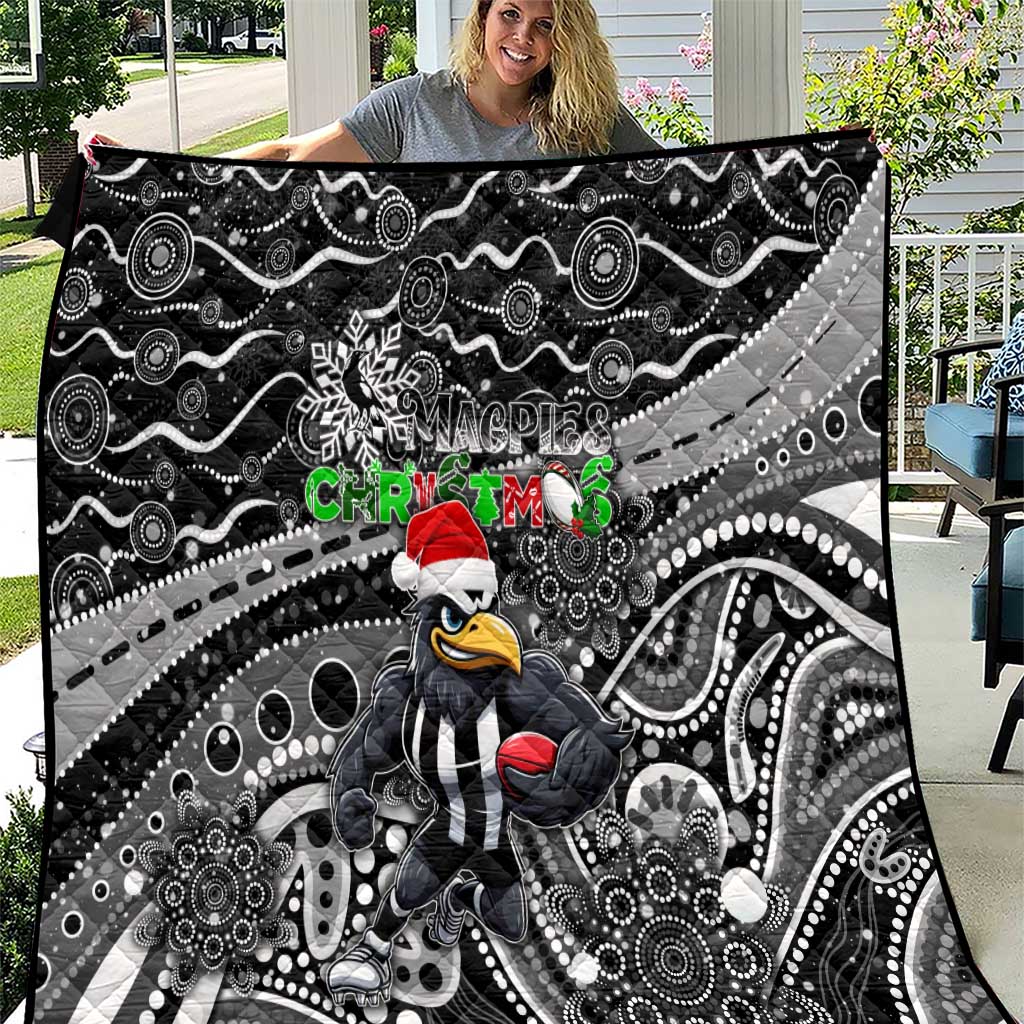 Merry Christmas AFL Collingwood Magpies Quilt Aboriginal Santa Football Mascot