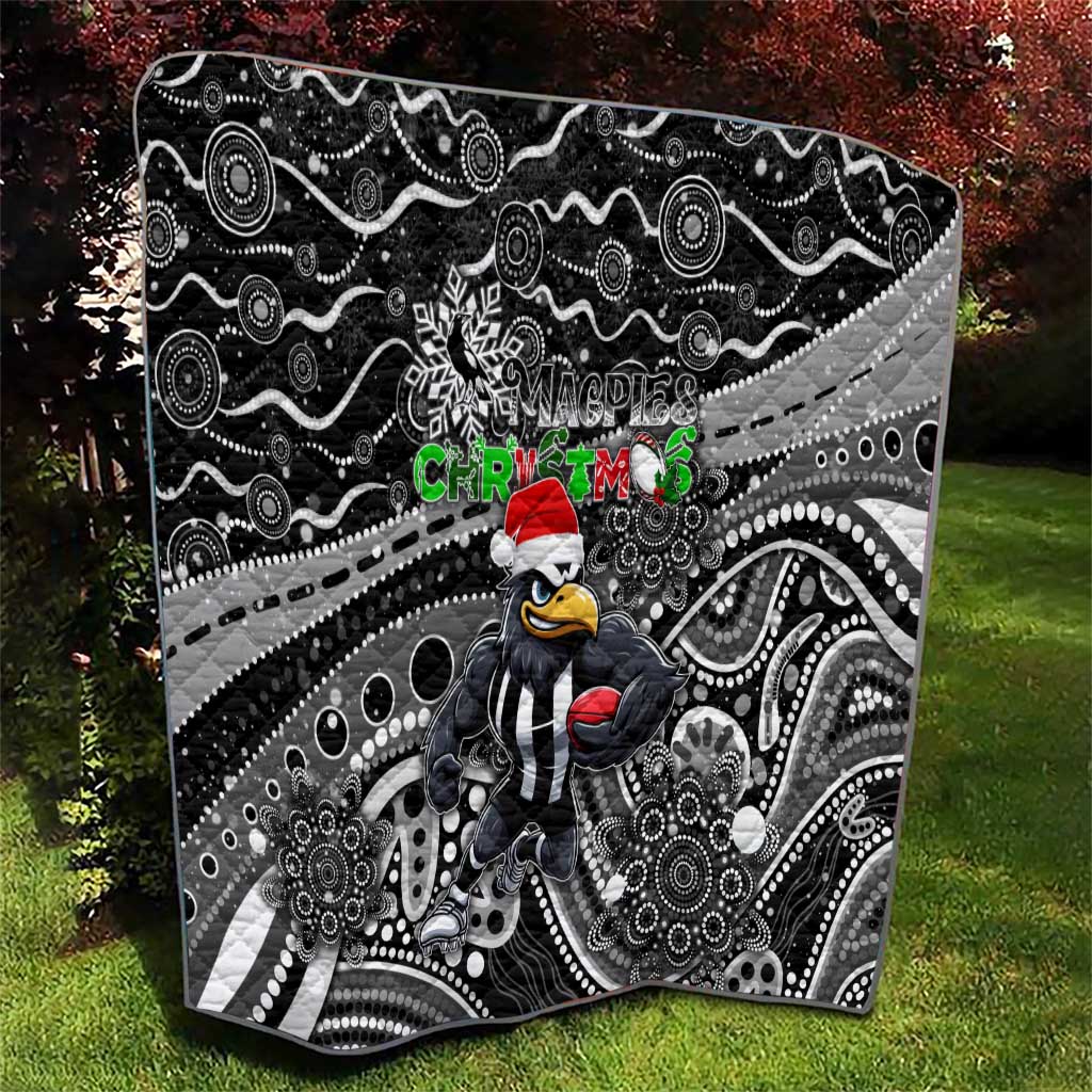 Merry Christmas AFL Collingwood Magpies Quilt Aboriginal Santa Football Mascot