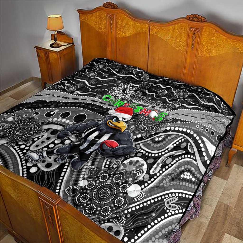 Merry Christmas AFL Collingwood Magpies Quilt Aboriginal Santa Football Mascot