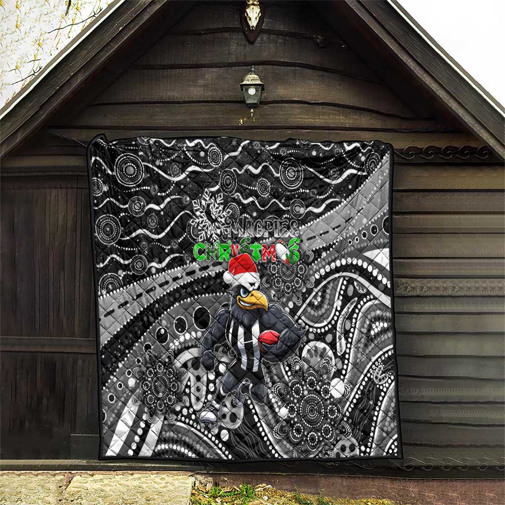 Merry Christmas AFL Collingwood Magpies Quilt Aboriginal Santa Football Mascot