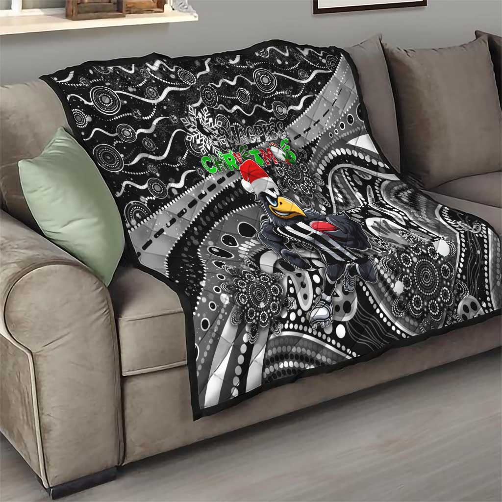 Merry Christmas AFL Collingwood Magpies Quilt Aboriginal Santa Football Mascot