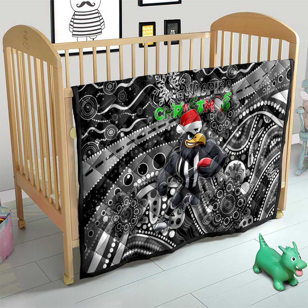 Merry Christmas AFL Collingwood Magpies Quilt Aboriginal Santa Football Mascot