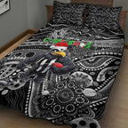 Merry Christmas AFL Collingwood Magpies Quilt Bed Set Aboriginal Santa Football Mascot