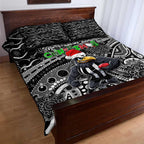 Merry Christmas AFL Collingwood Magpies Quilt Bed Set Aboriginal Santa Football Mascot