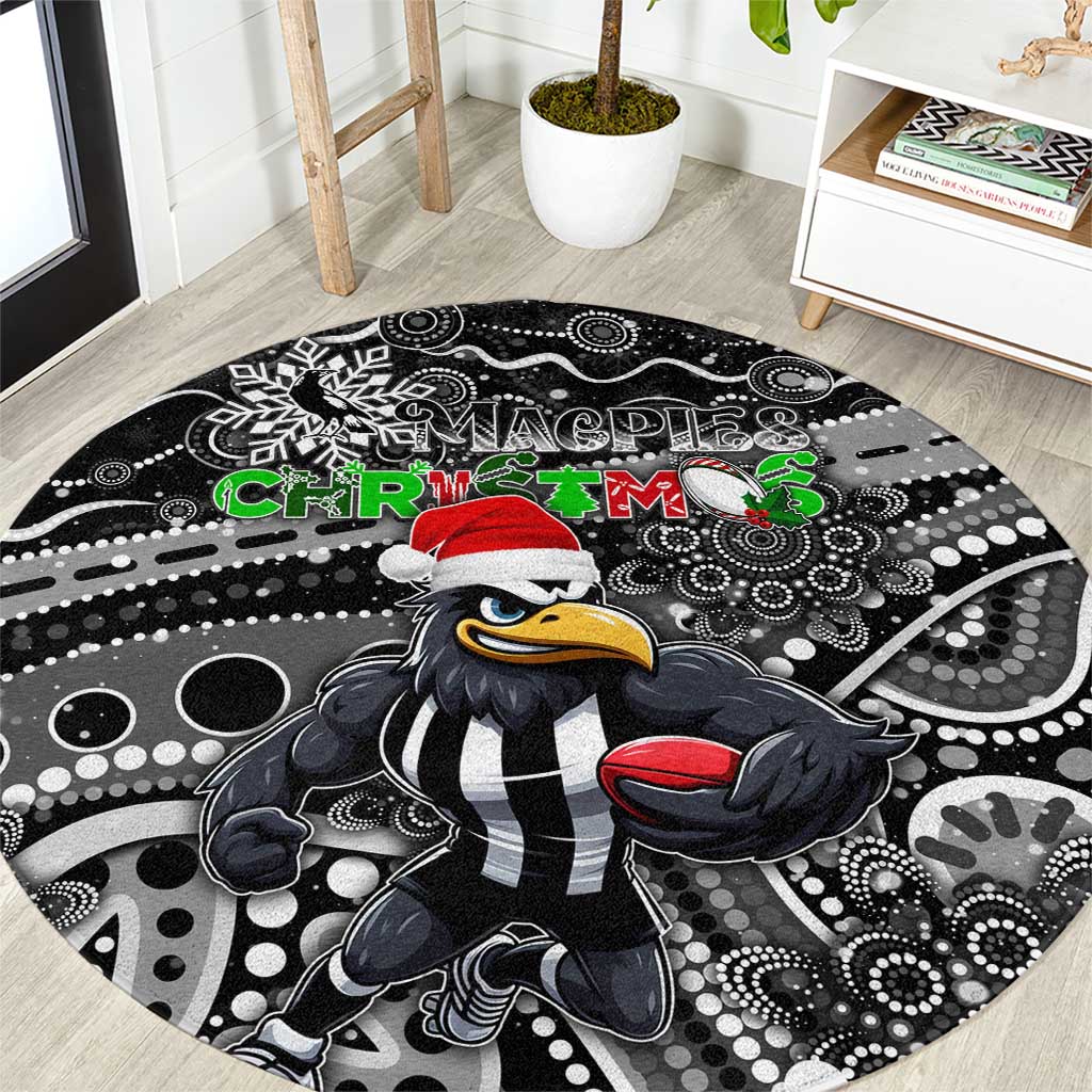 Merry Christmas AFL Collingwood Magpies Round Carpet Aboriginal Santa Football Mascot