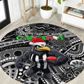 Merry Christmas AFL Collingwood Magpies Round Carpet Aboriginal Santa Football Mascot