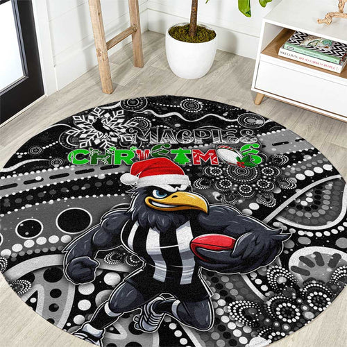 Merry Christmas AFL Collingwood Magpies Round Carpet Aboriginal Santa Football Mascot