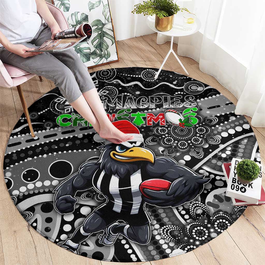 Merry Christmas AFL Collingwood Magpies Round Carpet Aboriginal Santa Football Mascot