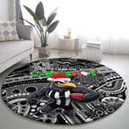 Merry Christmas AFL Collingwood Magpies Round Carpet Aboriginal Santa Football Mascot