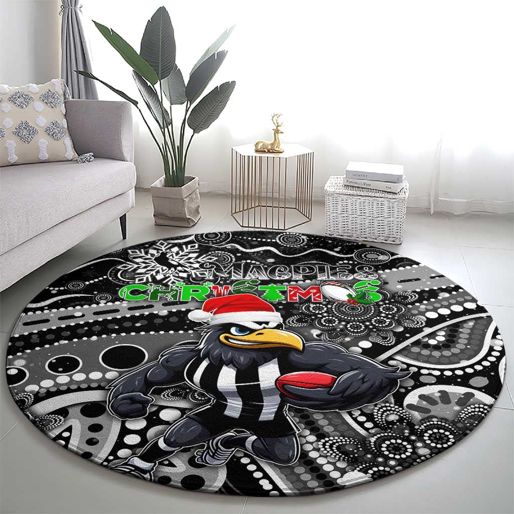 Merry Christmas AFL Collingwood Magpies Round Carpet Aboriginal Santa Football Mascot