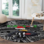 Merry Christmas AFL Collingwood Magpies Round Carpet Aboriginal Santa Football Mascot
