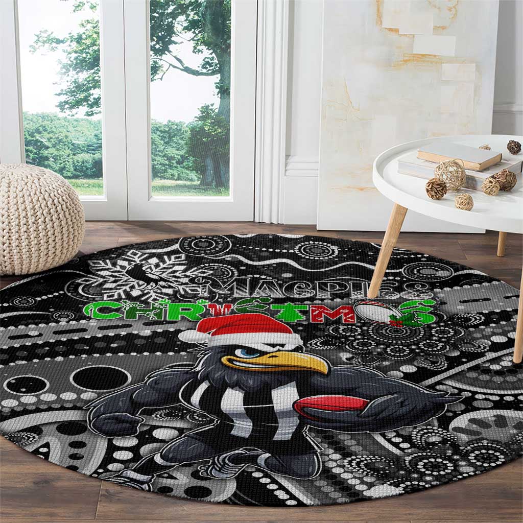 Merry Christmas AFL Collingwood Magpies Round Carpet Aboriginal Santa Football Mascot