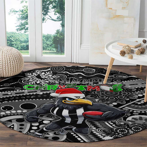 Merry Christmas AFL Collingwood Magpies Round Carpet Aboriginal Santa Football Mascot