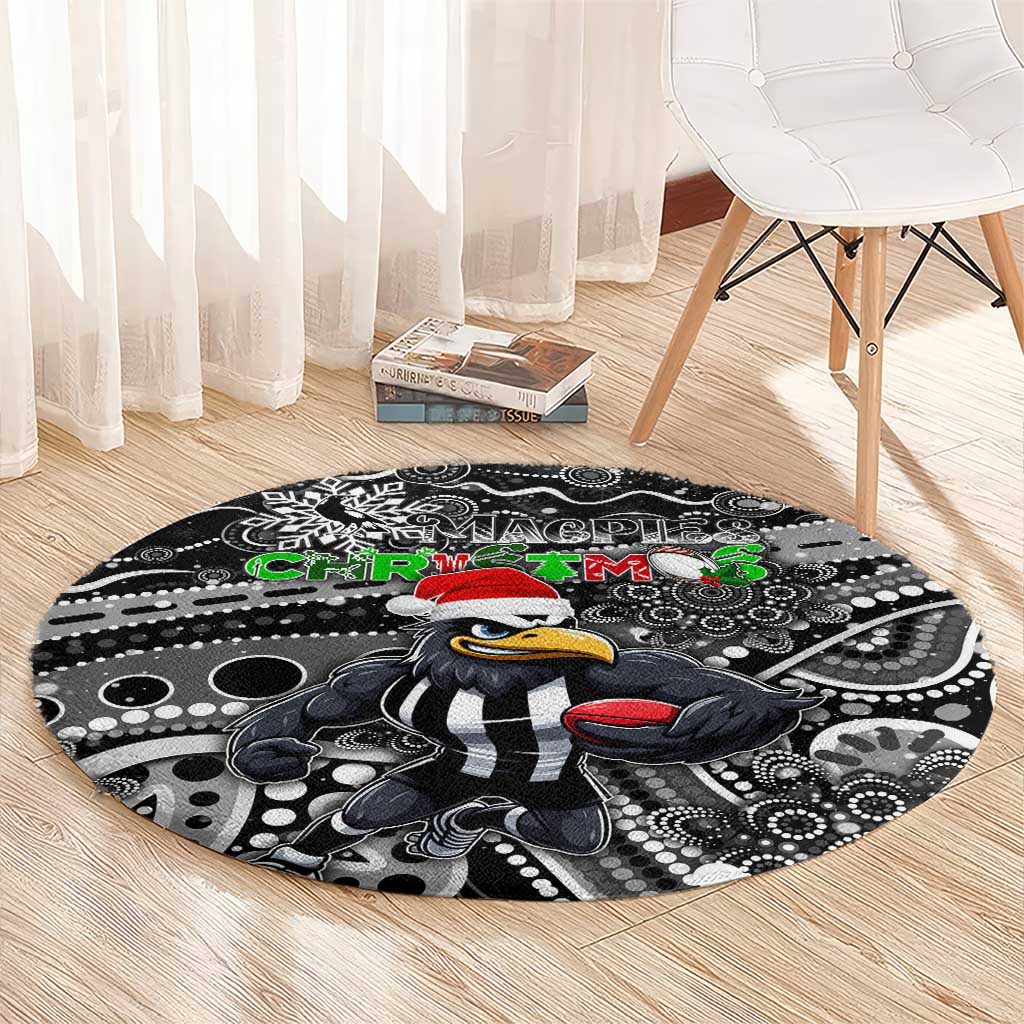 Merry Christmas AFL Collingwood Magpies Round Carpet Aboriginal Santa Football Mascot