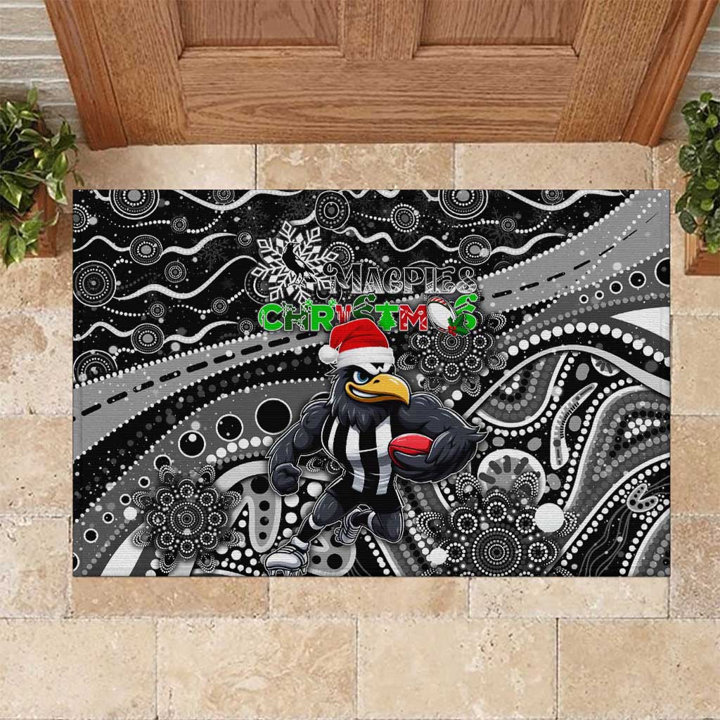 Merry Christmas AFL Collingwood Magpies Rubber Doormat Aboriginal Santa Football Mascot