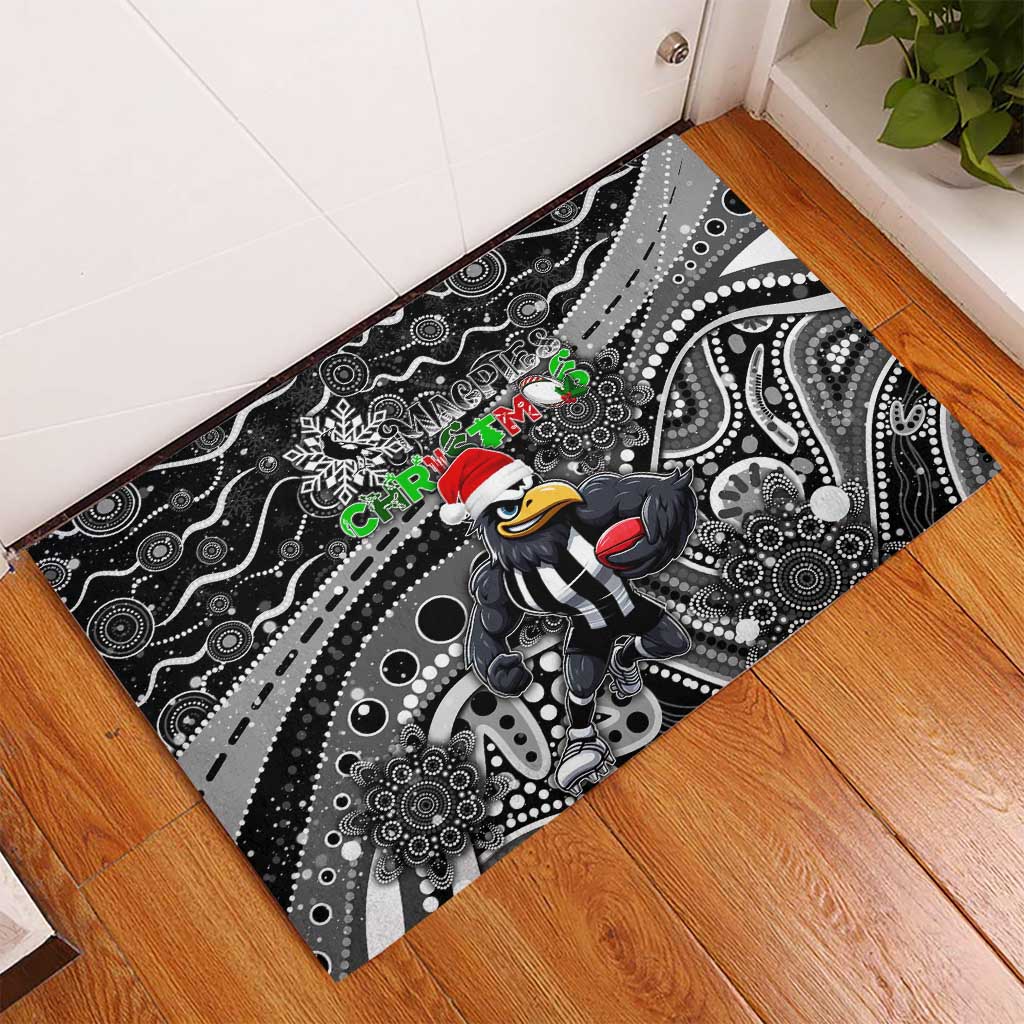 Merry Christmas AFL Collingwood Magpies Rubber Doormat Aboriginal Santa Football Mascot