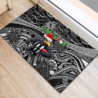 Merry Christmas AFL Collingwood Magpies Rubber Doormat Aboriginal Santa Football Mascot