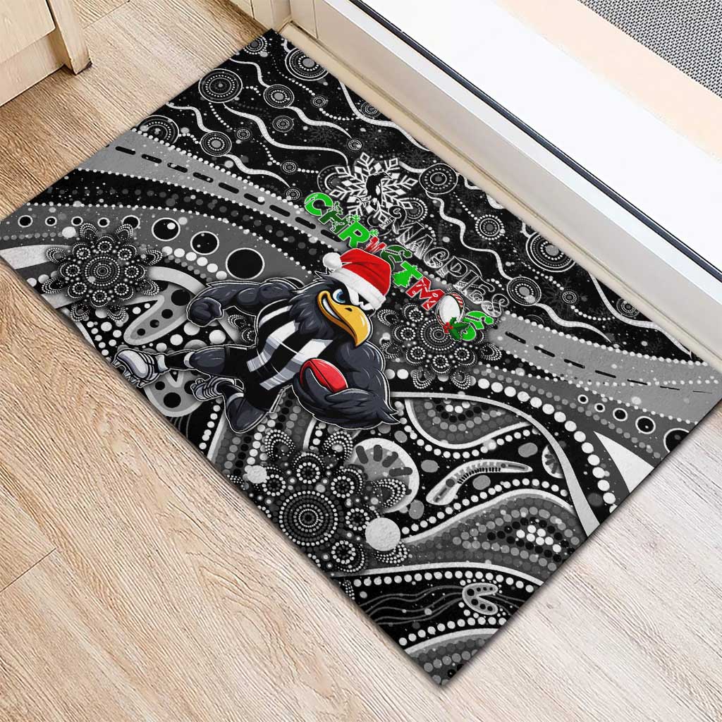 Merry Christmas AFL Collingwood Magpies Rubber Doormat Aboriginal Santa Football Mascot