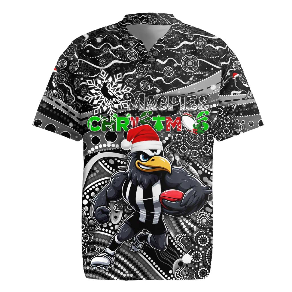 Merry Christmas AFL Collingwood Magpies Rugby Jersey Aboriginal Santa Football Mascot