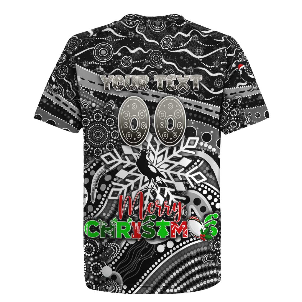 Merry Christmas AFL Collingwood Magpies Rugby Jersey Aboriginal Santa Football Mascot