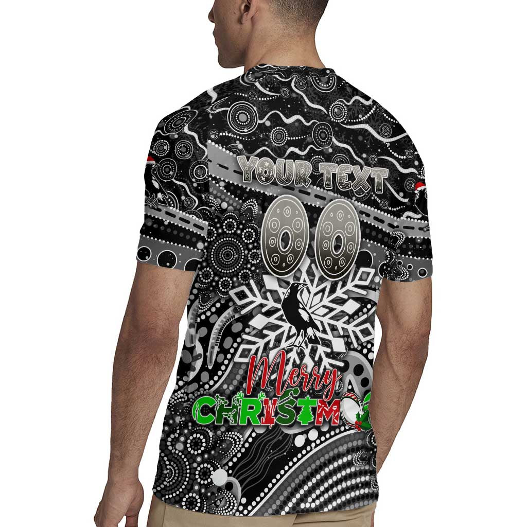 Merry Christmas AFL Collingwood Magpies Rugby Jersey Aboriginal Santa Football Mascot