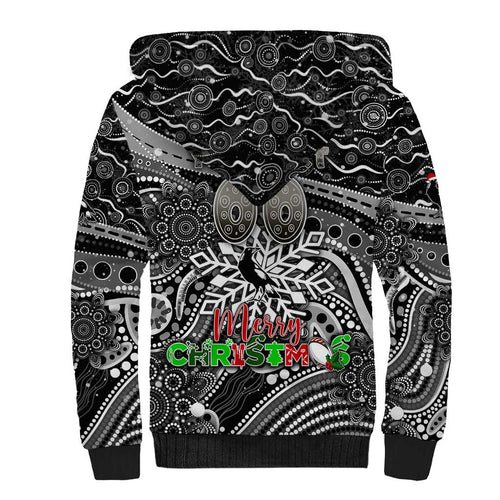 Merry Christmas AFL Collingwood Magpies Sherpa Hoodie Aboriginal Santa Football Mascot