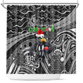 Merry Christmas AFL Collingwood Magpies Shower Curtain Aboriginal Santa Football Mascot