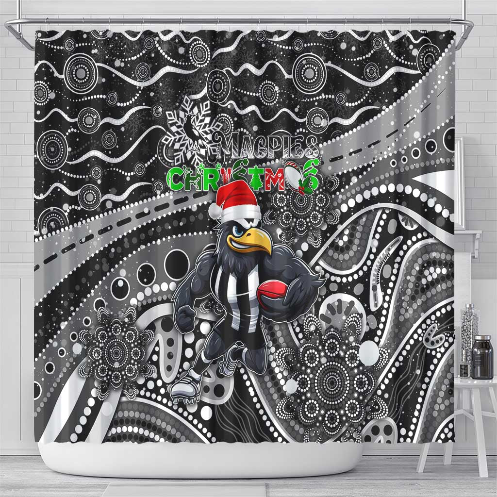 Merry Christmas AFL Collingwood Magpies Shower Curtain Aboriginal Santa Football Mascot