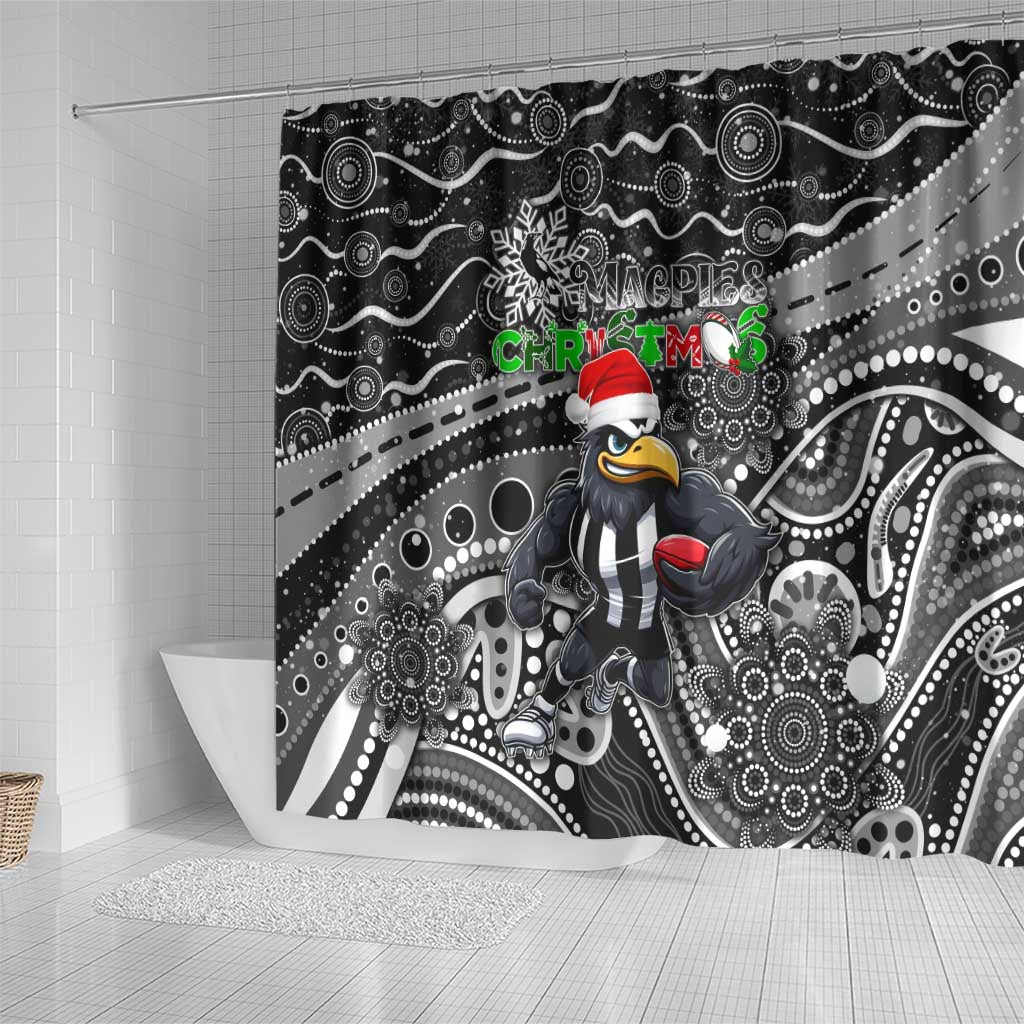 Merry Christmas AFL Collingwood Magpies Shower Curtain Aboriginal Santa Football Mascot