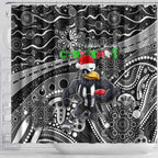 Merry Christmas AFL Collingwood Magpies Shower Curtain Aboriginal Santa Football Mascot