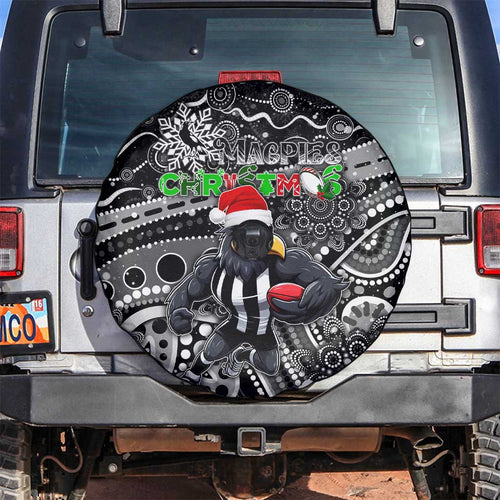 Merry Christmas AFL Collingwood Magpies Spare Tire Cover Aboriginal Santa Football Mascot