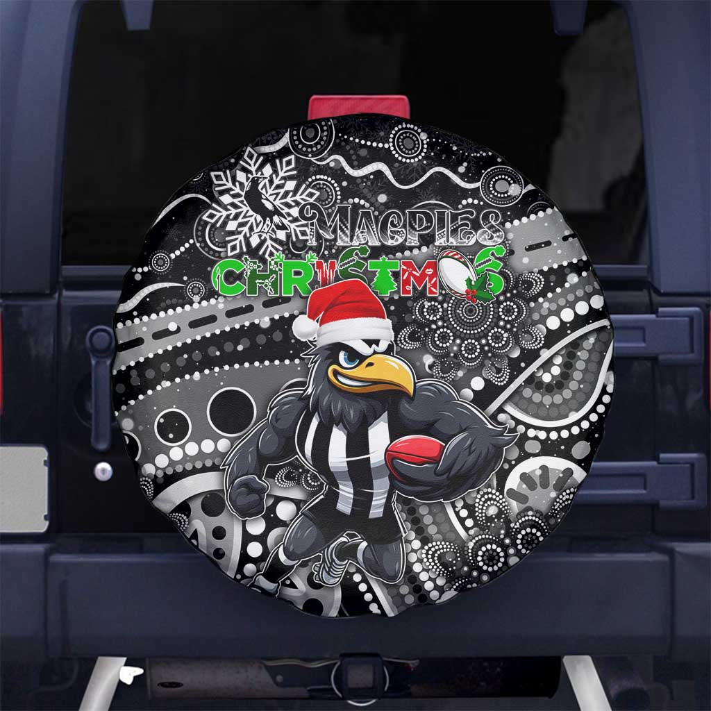Merry Christmas AFL Collingwood Magpies Spare Tire Cover Aboriginal Santa Football Mascot