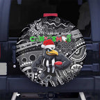 Merry Christmas AFL Collingwood Magpies Spare Tire Cover Aboriginal Santa Football Mascot