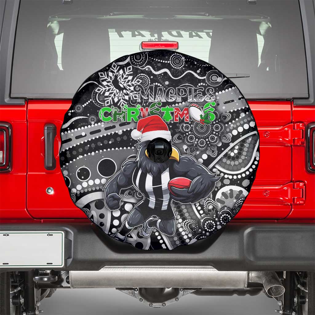 Merry Christmas AFL Collingwood Magpies Spare Tire Cover Aboriginal Santa Football Mascot