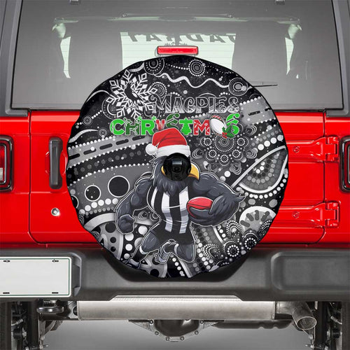 Merry Christmas AFL Collingwood Magpies Spare Tire Cover Aboriginal Santa Football Mascot