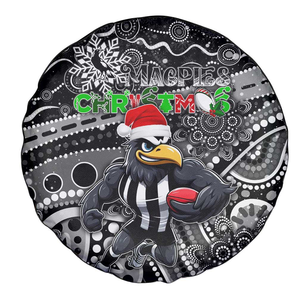 Merry Christmas AFL Collingwood Magpies Spare Tire Cover Aboriginal Santa Football Mascot