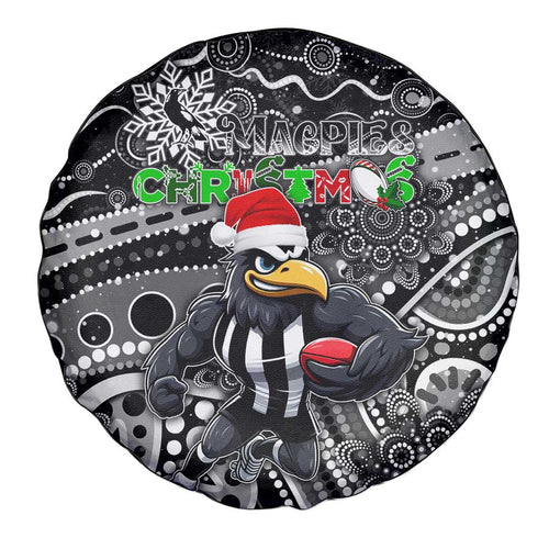 Merry Christmas AFL Collingwood Magpies Spare Tire Cover Aboriginal Santa Football Mascot