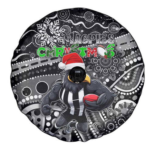 Merry Christmas AFL Collingwood Magpies Spare Tire Cover Aboriginal Santa Football Mascot