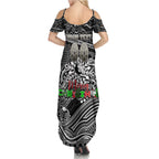 Merry Christmas AFL Collingwood Magpies Summer Maxi Dress Aboriginal Santa Football Mascot