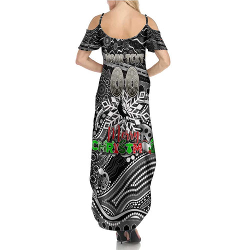 Merry Christmas AFL Collingwood Magpies Summer Maxi Dress Aboriginal Santa Football Mascot