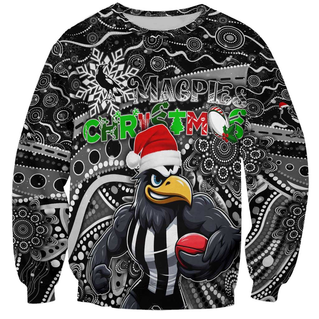Merry Christmas AFL Collingwood Magpies Sweatshirt Aboriginal Santa Football Mascot