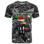 Merry Christmas AFL Collingwood Magpies T Shirt Aboriginal Santa Football Mascot
