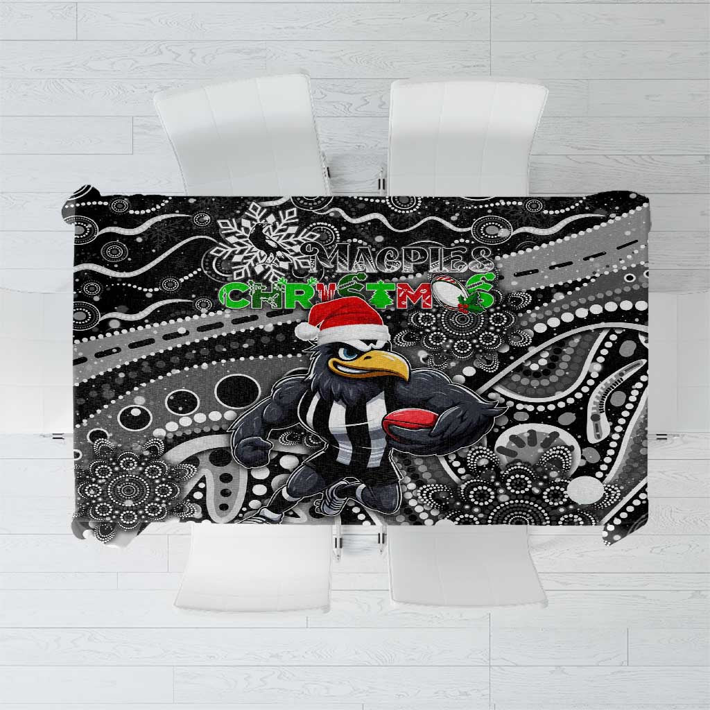 Merry Christmas AFL Collingwood Magpies Tablecloth Aboriginal Santa Football Mascot
