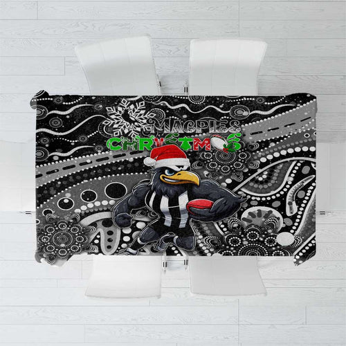 Merry Christmas AFL Collingwood Magpies Tablecloth Aboriginal Santa Football Mascot