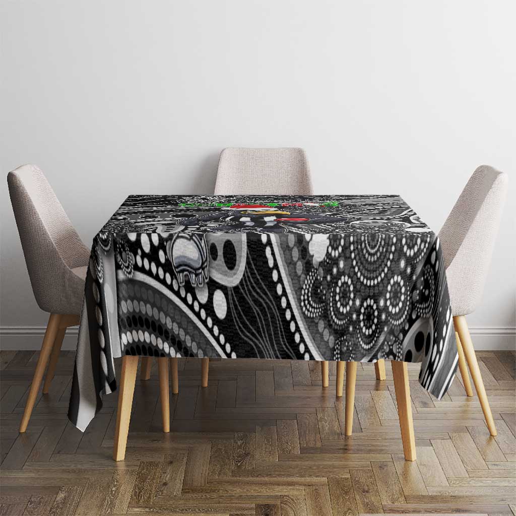 Merry Christmas AFL Collingwood Magpies Tablecloth Aboriginal Santa Football Mascot