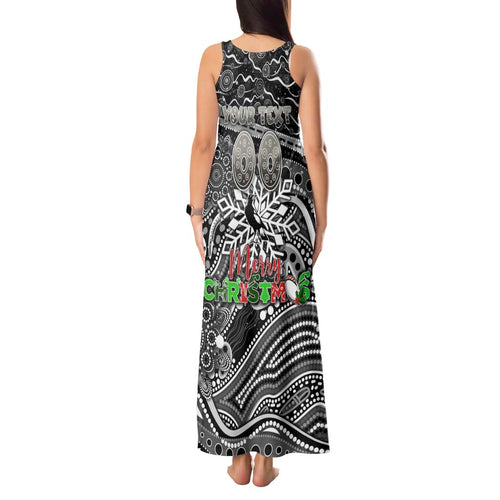 Merry Christmas AFL Collingwood Magpies Tank Maxi Dress Aboriginal Santa Football Mascot