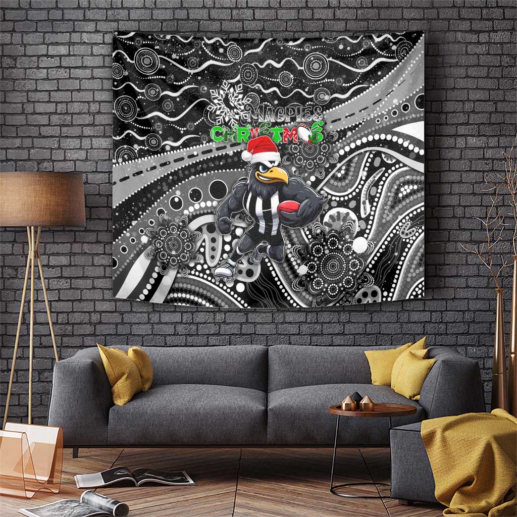 Merry Christmas AFL Collingwood Magpies Tapestry Aboriginal Santa Football Mascot